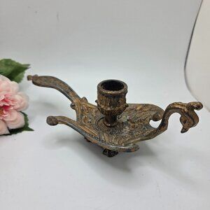 Vintage Mid Century Candle Holder Brass Peacock Bird Candlestick